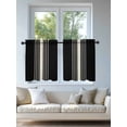 thumbnail image 4 of Black Beige Striped Tier Curtains 36 Inch Length,Sheer Curtains for Bedroom Living Room Window Modern Farmhouse Retro Lines Rod Pocket Drapes Kitchen Curtains Small Half Window 27.5"x36" 2 Panels, 4 of 6