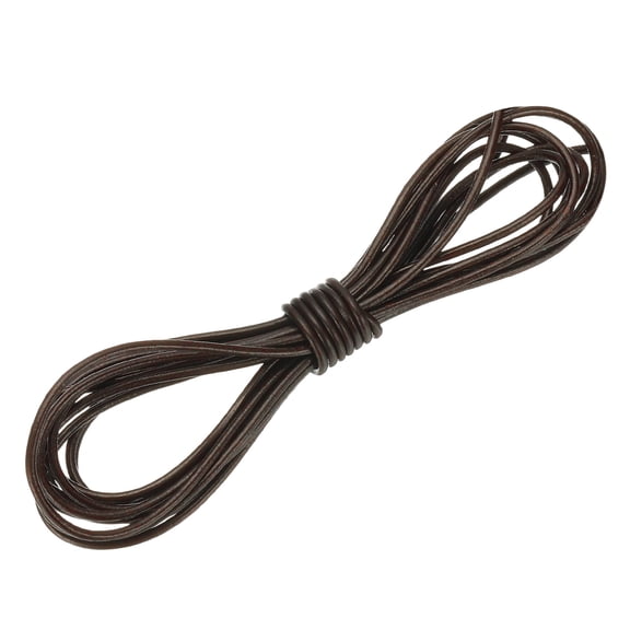 Uxcell Round Leather Cord, 2mm x 5.5 Yards Full-Grain Leather String Rope for Jewelry Beads Making Necklace Bracelet DIY Handmade Crafts, Brown