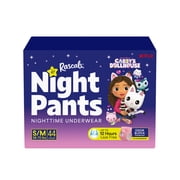 Rascals Night Pants Absorbent Girls Nighttime Bedwetting Underwear, Gabby's Dollhouse, S/M (38-70 lbs), 44 Count