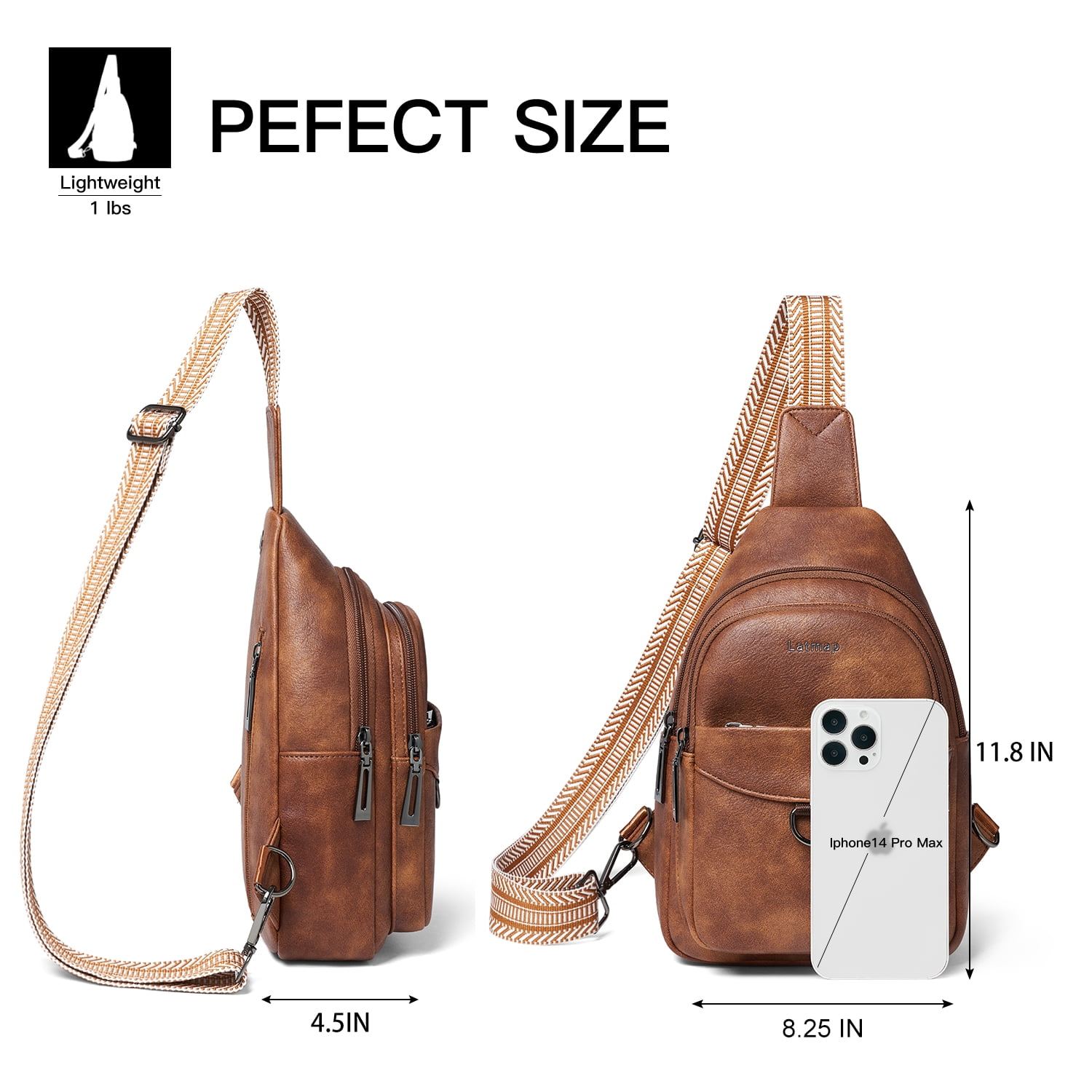 7L Crossbody Sling Bag, Anti-Theft Travel Chest & Belt Bag for Women and Men, Faux Leather