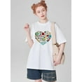 thumbnail image 1 of Letter And Cartoon Graphic Tee Graphic Tees Women Tops, 1 of 5