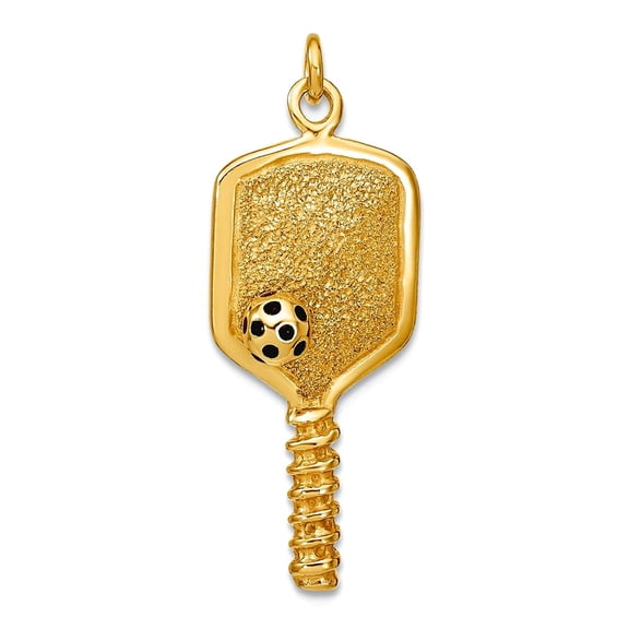 925 Sterling Silver Gold-tone and Enamel Pickleball Charm 25.13x11mm Wide Pendant Necklace for Women