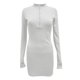 thumbnail image 2 of Gibobby Vestido casual para mujer Vestido de suéter ajustado sin espalda de punto con cuello en V y manga larga para mujer(Blanco,M), 2 of 5