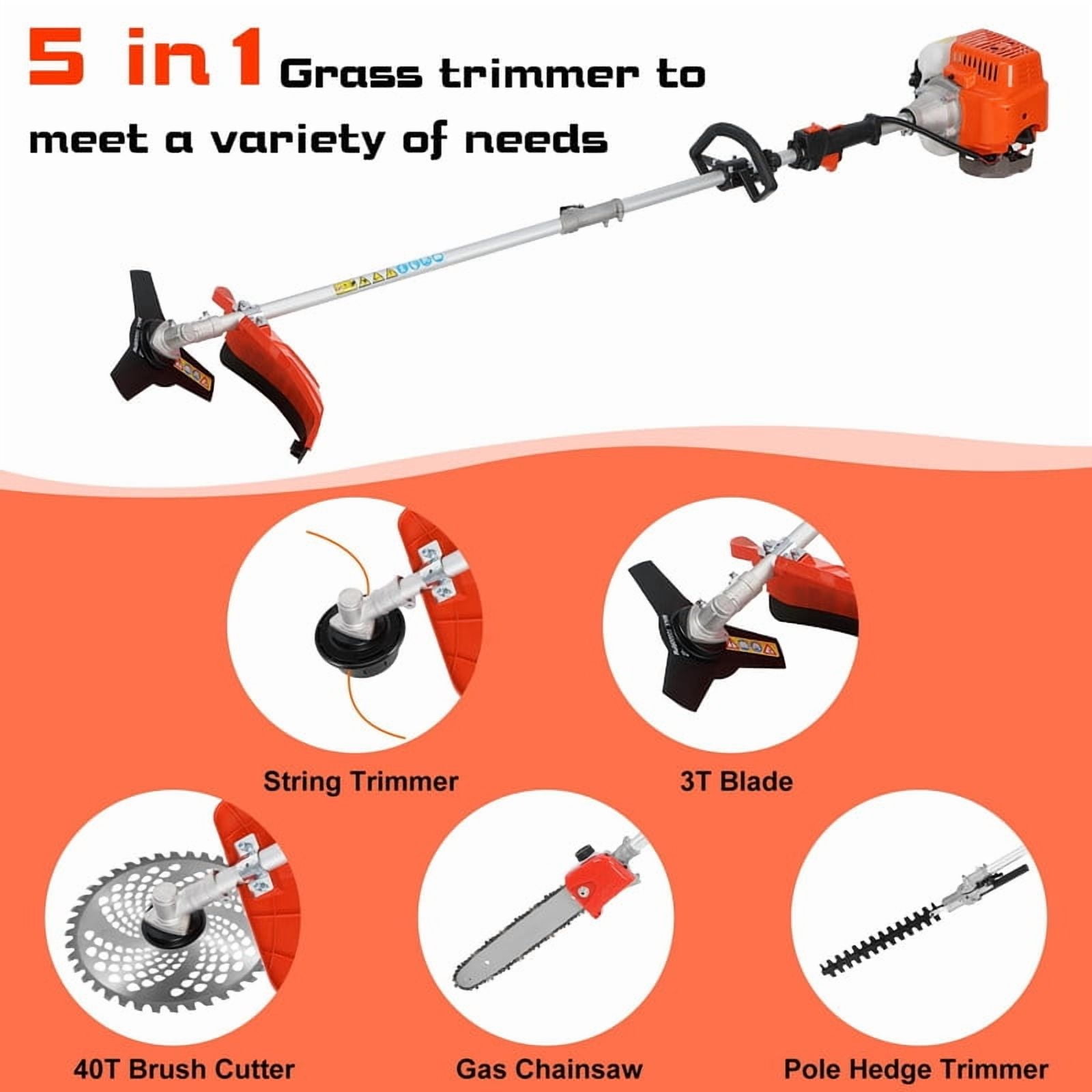 52CC 2-Cycle Gas Weed Wacker, 5 in 1 String Trimmer, 2025 Upgraded Weed Eater Gas Powered, 9500rpm High Power Gas Weed Eater, Brush Cutter