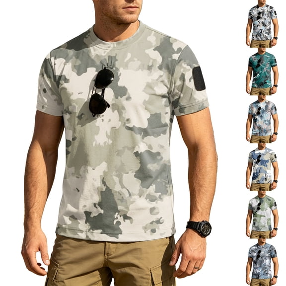 Men's Quick Dry Camo T Shirts Athletic Running Gym Workout Short Sleeve Tee Shirts for Men