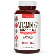Vitamin K2 D3 Supplement -180 mcg Vitamin k2 MK7 and 5000 IU D3 for Healthy Bones, Healthy Heart & Cardiovascular Health- MenaQ7 Vitamin K Complex- 60 Vegetable Capsules