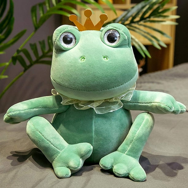 Cute Crown Frog Plush Toys Sofa Decor Stuffed Animals Doll Home Decoration  Ornaments Soft Couple Frog Pillow for Children Kids Girls Birthday Gift(Green,25cm)  
