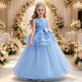 thumbnail image 2 of Fgnfyis Toddler Girl Dresses Tutu Long Gown Wedding Pageant Performance Embroidered Formal Flower Girl Dress Blue 11-12 Years, 2 of 7