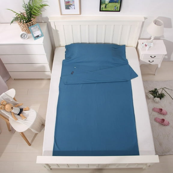 ERDOUY Cotton Sleeping Bag Liner Camping Sheets Camping Travel Bed for Youth Outdoor Picnic Travel Sheet for Travel, Youth Hostels, Picnic, Planes, Trains (Blue, 83"X70.86")