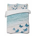 thumbnail image 2 of Blue Butterfly Coastal King Size Down Alternative Comforter, Lightweight Comforter Quilt Bedding Set with Pillow Shams Summer Beach Ocean Nautical All Seasons Bed Comforter Duvet Insert 96"x106", 2 of 7