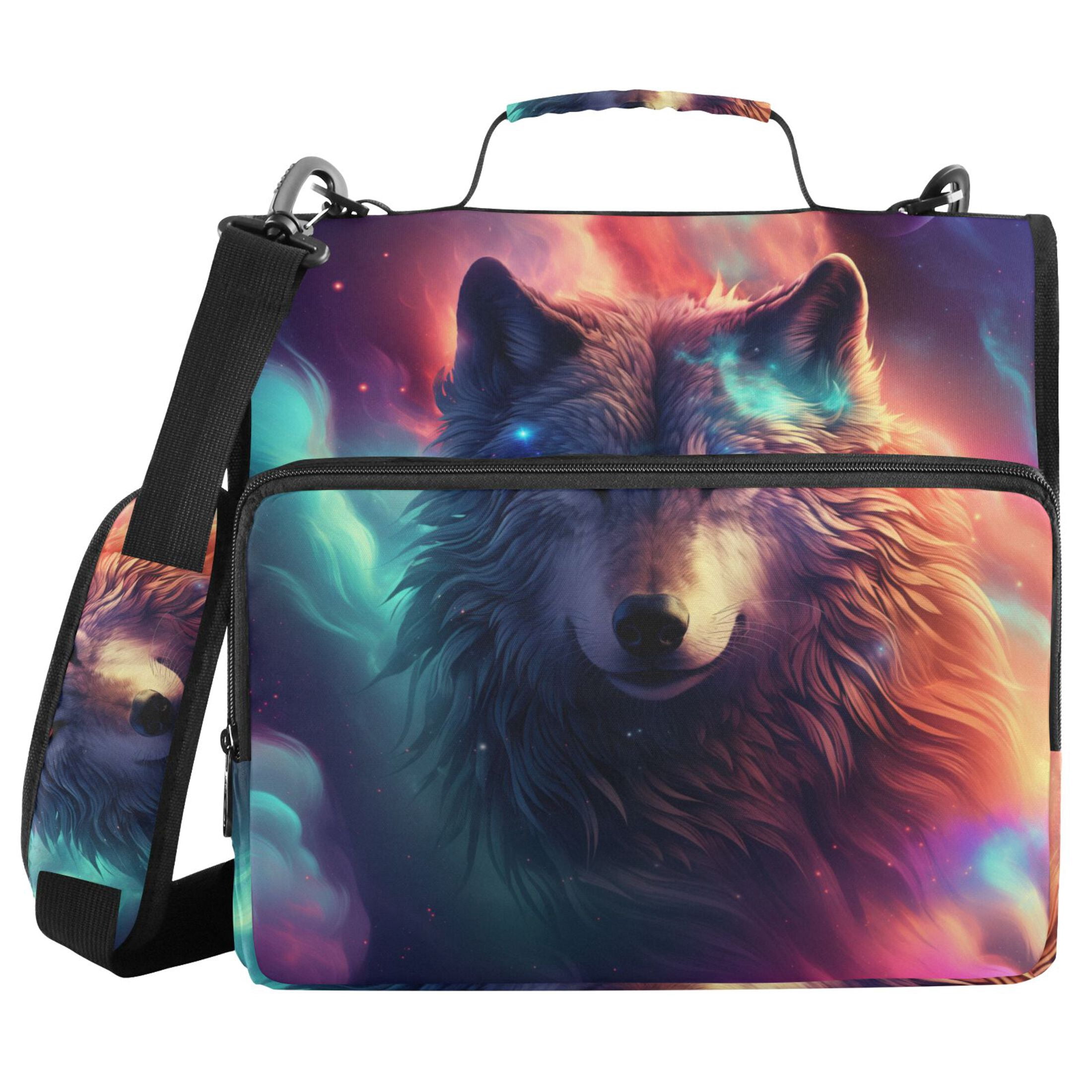 ALAZA Zipper Binder Bag Cool Wolf 3 Ring File Folder Binder Organizer Bag