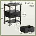 thumbnail image 4 of Nightstand with Charging Station, Adjustable Fabric Drawer, 3-Tier Bed Side Table, Night Stand for Bedroom, Storage End Table, Black, 4 of 9