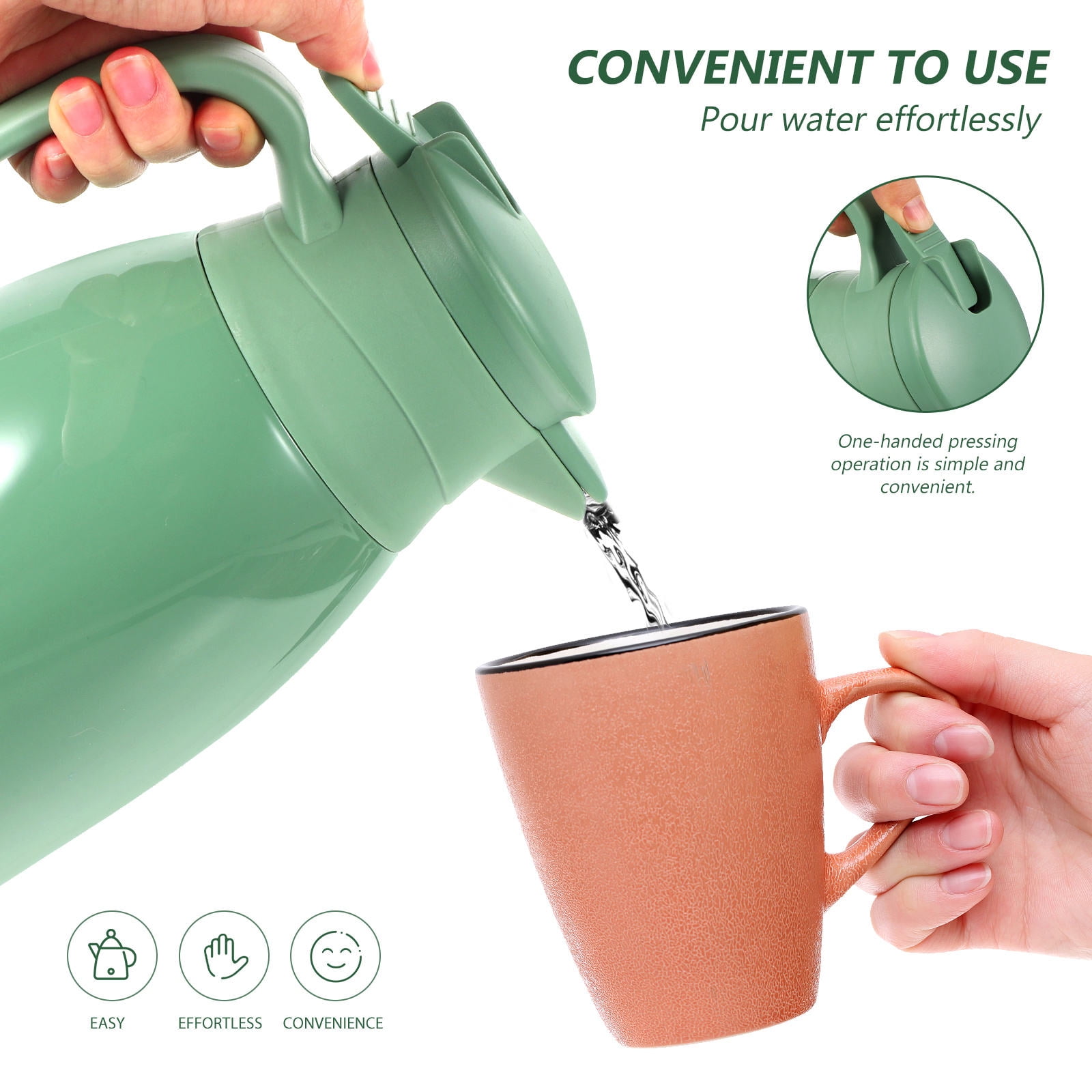 Soimiss Insulated Water Bottle Green Glass Inner PP Outer for Home Use