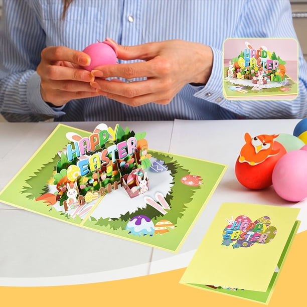 Xihbxyly Tarjeta de Conejito de Pascua, Diseño de Escultura de Papel 3D, Felicitación Artesanal Única, Ideal para Aniversario, Regalo Romántico, Obra de Arte Exquisita, Tamaño 20 X 15 Cm