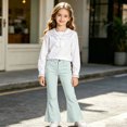 thumbnail image 3 of OOOUM Girls High Waisted Flare Jeans Bell Bottom Denim Pants Stretch Trousers with Pockets , 13-14 Years, 3 of 7