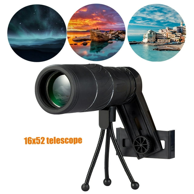 Night Vision Monocular,Monocular Telescope for Smartphone,Day Low Night Vision Monocular Telescope 16X52 Monocular Focus Optics Zoom Telescope,Night Vision Monoculars,Monocular Night Vision