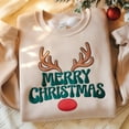 thumbnail image 2 of Embroidered Merry Christmas Reindeer Sweatshirt Reindeer Shirt Christmas Family Shirt Christmas Shirt Merry Christmas Shirt Christmas Gifts, 2 of 5