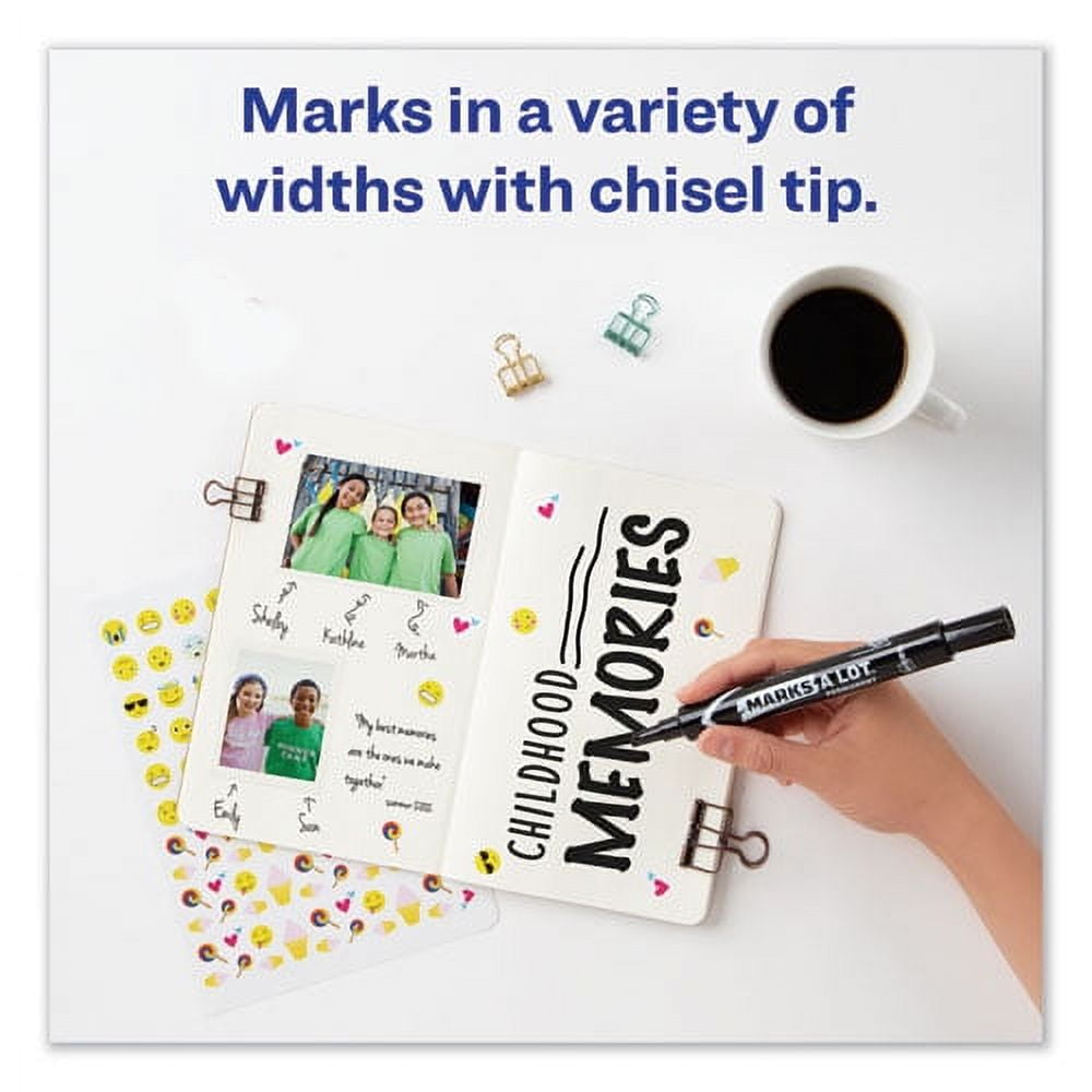 Marks A Lot Large Desk-Style Permanent Marker Value Pack, Broad Chisel Tip, Black, 36/pack (98206) | Bundle of 5 Packs