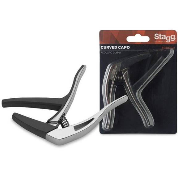 Stagg SCPX-CU/CR Chrome Curved Trigger Clamp Style Spring Steel Guitar Capo