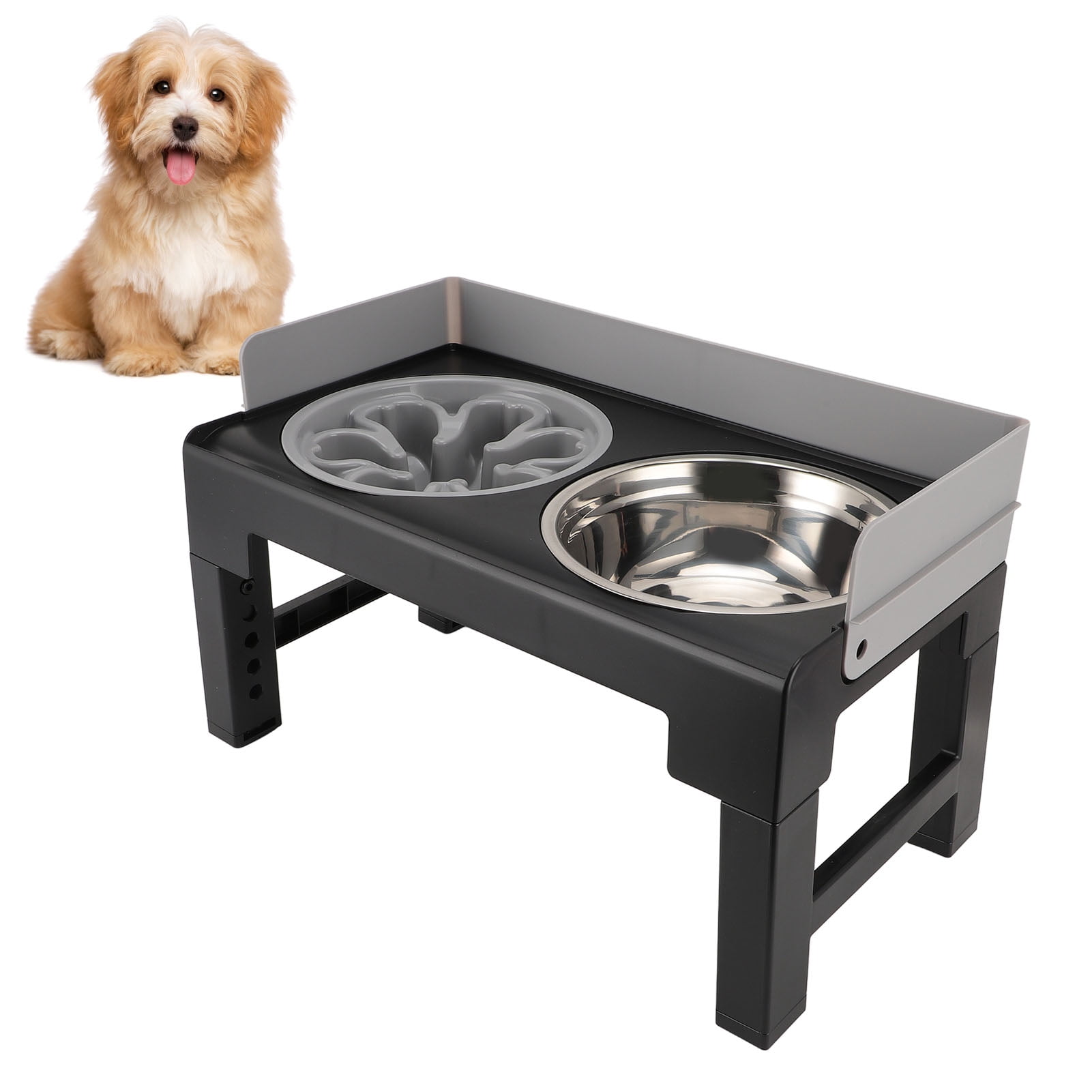 Raised Dog Food Bowls, High Baffle Stable Base Dog Feeding Bowl Reduced Neck Pressure Adjustable  For Home