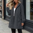 thumbnail image 4 of Puntoco Women's Waterproof Hooded Rain Jacket, Windproof Drawstring Waist Outdoor Coat Casual Lightweight Outdoor Raincoat for Women Dark Gray L, 4 of 7