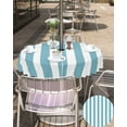 thumbnail image 5 of Lsrtoss Outdoor Tablecloth with Umbrella Hole & Zipper, Aqua Striped Round Tablecloth 54 Inch, Modern Farmhouse Blue White Stripes Patio Table Cover Waterproof Table Cloth for Picnic/Party, 5 of 7
