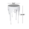 thumbnail image 4 of DecMode 16" x 25" White Aluminum Metal Drip Abstract Accent Table with Melting Designed Legs and Black Glass Top, 1-Piece, 4 of 16