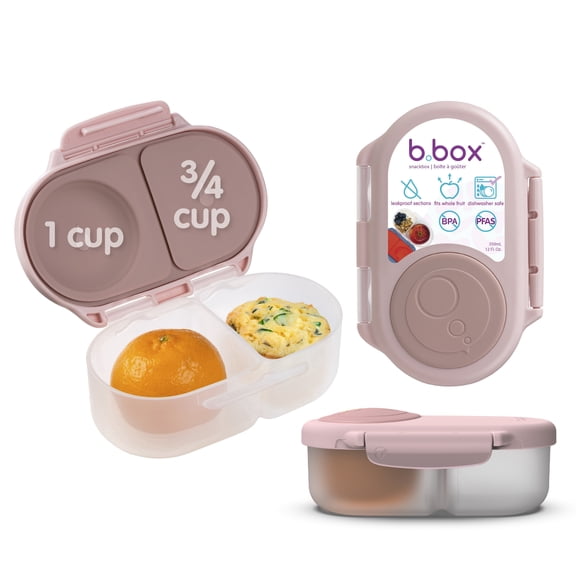 b.box Snack Box - 2 Compartment Snack Containers for Kids, Leakproof - Blush Crush