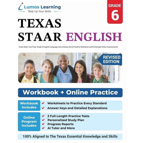 Grade 6 English Language Arts Literacy (ELA) Practice Workbook and Full-length Online Assessments: STAAR Study Guide, (Paperback)