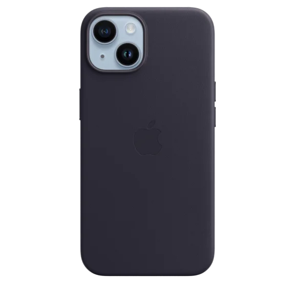 Genuine Apple Leather Case for iPhone 14 Leather Case Skin Cover W/MagSafe Midnight