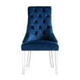 thumbnail image 4 of Posh Living Chaise de Salle à Manger en Velours Acrylique Set de 2 - Navy, 4 of 9