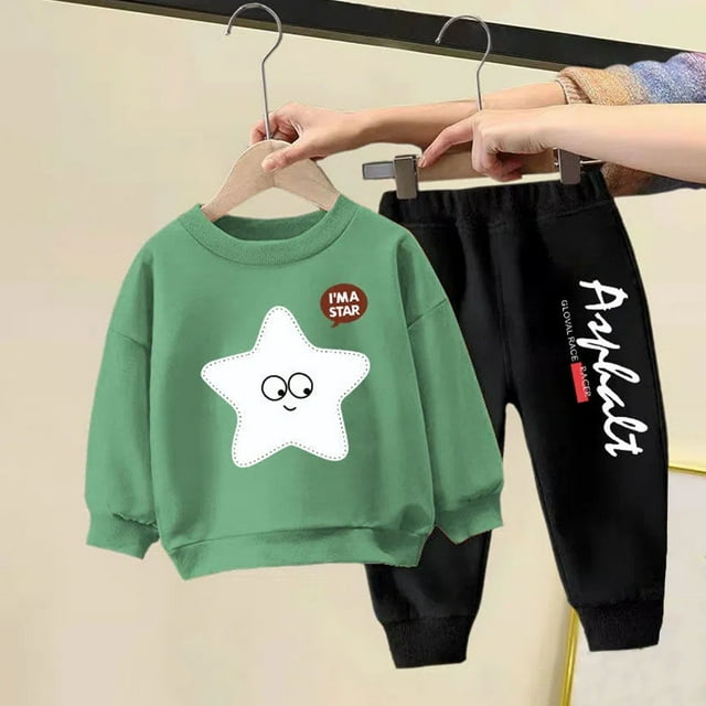 Cowsor Kids' Velvet Hoodie & Pants Set – Solid/Multi-Color Winter Casual (3-9Y)