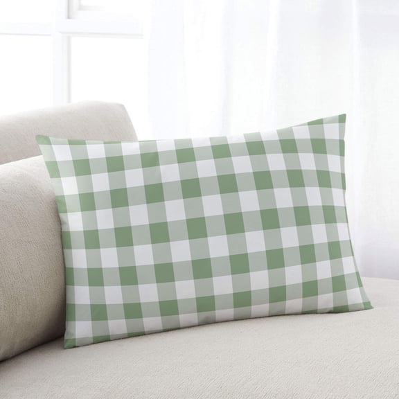 Sage Green Checkered Small Pillow Covers, Farmhouse Buffalo Plaid Soft Breathable Throw Pillow Cases with Invisible Zipper, Decorative Pillowcase Pillows Protectors for Sofa Bed Chair 12"x20"