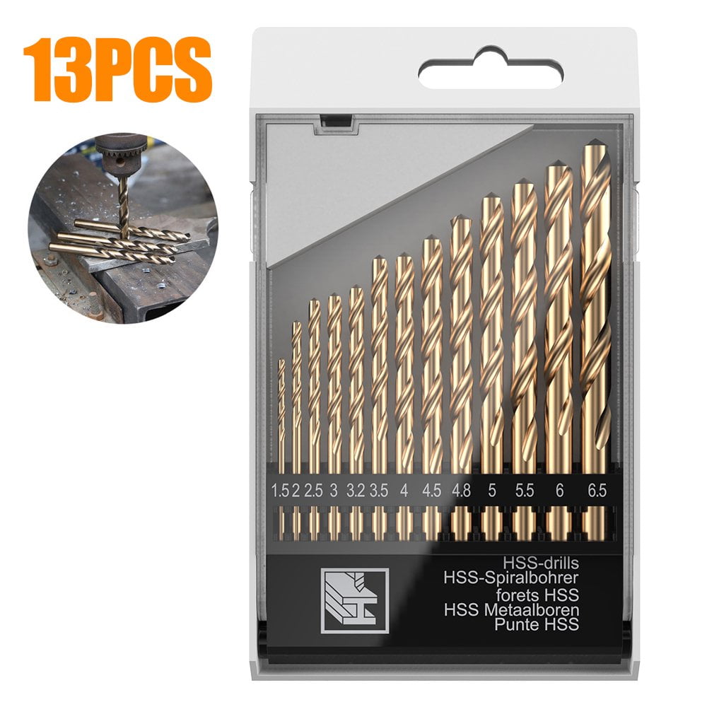 13 PCS Metric M35 Cobalt Steel Twist Drill Bit Set HSS Extremely Heat Resistant With Straight Shank To Cut Through Hard Metals Like A Hot Knife Through Butter,Such As Stainless Steel,Titanium Alloy