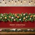 thumbnail image 2 of Red Background Christmas Banner Green Pine Branches New Year Banner Gingerbread Man Star Ornaments Holiday Banner for Christmas Party New Year Celebration Home Decoration, 2 of 9