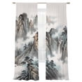 thumbnail image 2 of Chinese Ink Painting Sheer Curtains 84 Inches Long 2 Panels Set, Window Sheer Curtains for Living Room/Bedroom, Mountain Cloud Modern Art Light Filtering Rod Pocket Curtain 52''x84''x2, 2 of 8