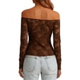 thumbnail image 5 of Erwazi Women's Lace Cutout Blouse One Shouder Long Sleeve Slim Fit Spring Basic Top, 5 of 7