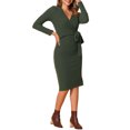 thumbnail image 4 of Vestido Midi Casual de Manga Larga con Cintura Ajustable para Mujeres Inspire Chic en Verde M, 4 of 5