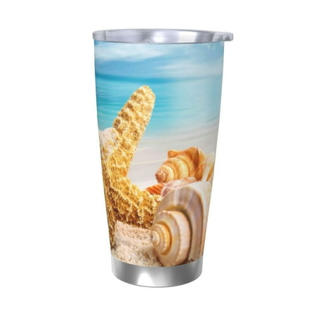 

Gukieu Beach Starfish Shell Print 20OZ Car Cup Vacuum Stainless Steel Leak-proof Thermos Cup Unisex Suitable for Home Outdoor and Sports-Without Straw
