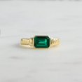 thumbnail image 2 of Emerald Ring Emerald Statement Ring Simple Emerald Ring Sterling Silver Ring, 2 of 6