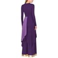 thumbnail image 6 of Aislor Women's Liturgical Worship Praise Dance Costume Long Sleeve Irregular Dress with Wide Leg Pants Purple Dress with Pant XXL, 6 of 7