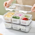 thumbnail image 6 of Hovmgk Fresh Food Storage Containers for Fridge, 6 Compartments Airtight Detachable Drainer Basket, Multi-Use Refrigerator Storage Box for Fruits, Vegetables, and Snacks, White, 6 of 6