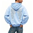thumbnail image 5 of Textilo Sequin Angel Wings Hoodie for Women Sparkly Wing Print Long Sleeve Pullover Hooded Hoodie Trendy Baggy Casual Fashion Y2k Sweat Shirt,Light Blue XL, 5 of 5