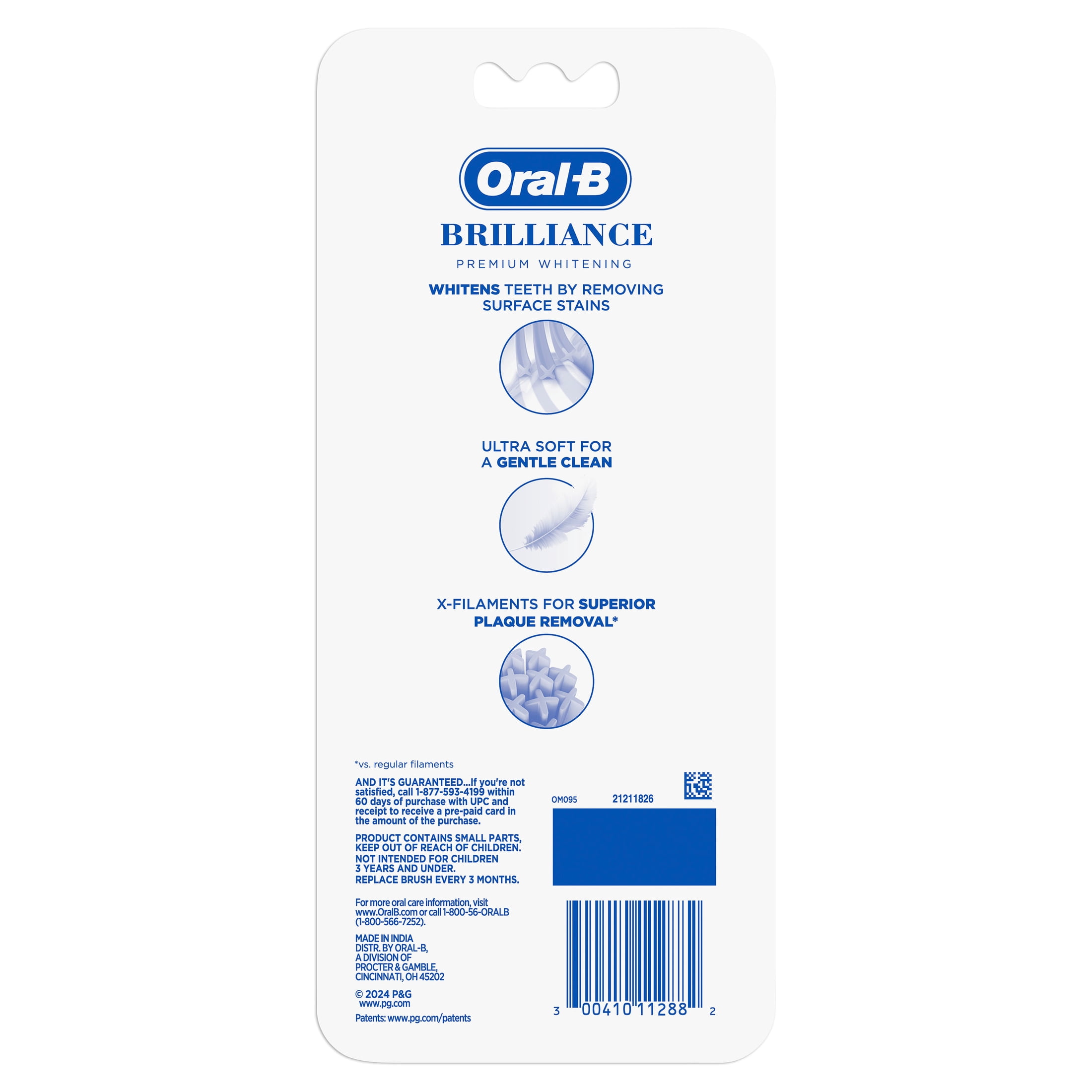 Oral-B Toothbrush Pro Whitening Brilliance, Extra Soft, Black, Coral, and Teal, 4 Count