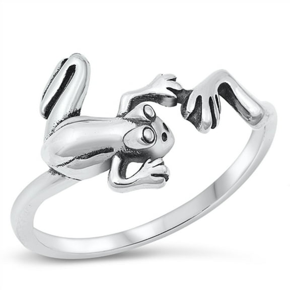 All in Stock Sterling Silver Open Eyes Frog Ring Size 9