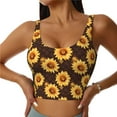 thumbnail image 2 of Lsque Chocolate Plaid Sunflower A Printed Women'S Sports Bra, Compression, Moisture Wicking, High-Impact Sports Bra For Women,Supportive sports bra-Large, 2 of 9