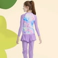thumbnail image 4 of Baozh Girls Swimsuit Two Piece Long Sleeve UPF50+ Rash Guard Kids Bathing Suit 8-14 Years, 4 of 10