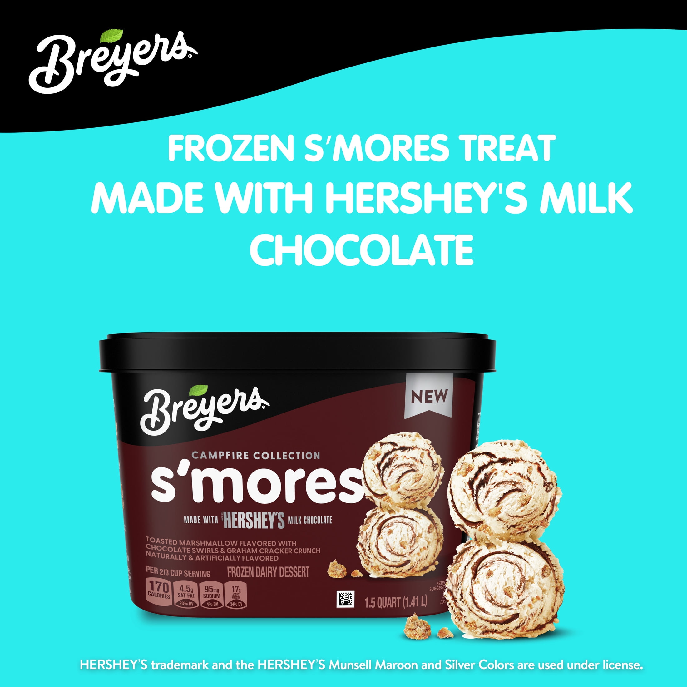 Breyers Campfire Collection S'mores Ice Cream with Hershey's Milk Chocolate, 1.5 Qt