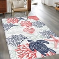 thumbnail image 2 of Summer Ocean Turtle Area Rugs 4x6 ft Red Blue Coral Seahorse Starfish Washable Rug Non Slip Indoor Carpet Absorbent Floor Mat for Living Room Bedroom Dining Room, 2 of 9