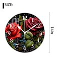 thumbnail image 2 of 14 Inch Wall Clock Battery Operated Silent Clock Decorative for Office, Kitchen, Outdoor, Living Room，Red Rose Flower on Garden Field Floral Print Pattern, 2 of 4